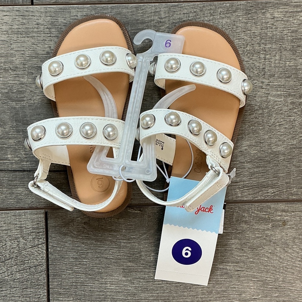 Cat & Jack White Sandals with Pearl Details